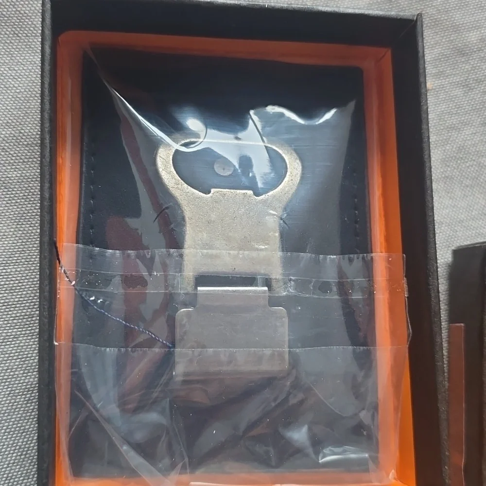 Men's Leather Money Clip With Bottle Opener,Color Black, Retail Price$24.95 USD